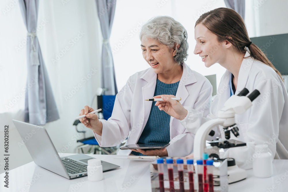 Medical science laboratory Two female scientists in the laboratory