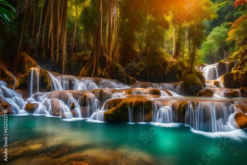 waterfall in plitvice national park Created using generative AI tools