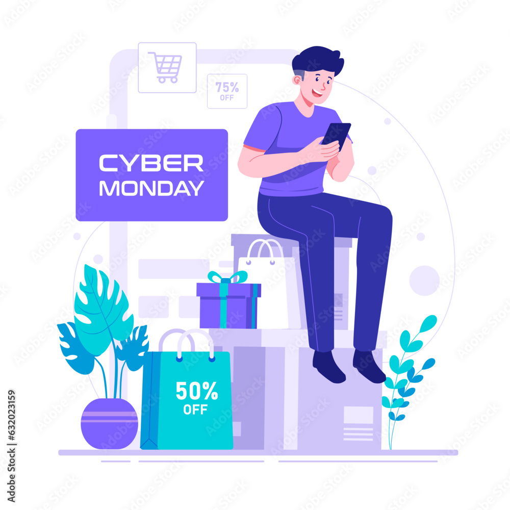 Man doing online shopping on cyber monday Man doing online shopping on cyber monday