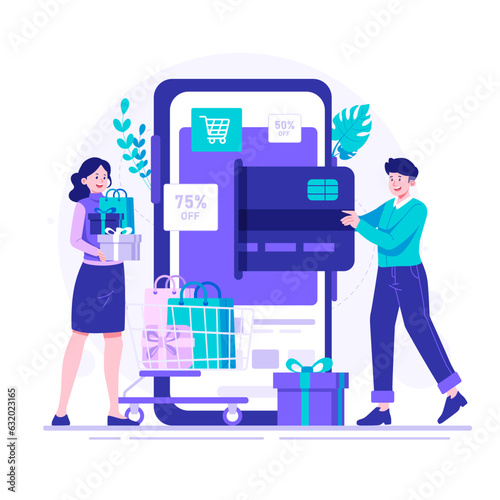 People transacting on cyber monday illustration