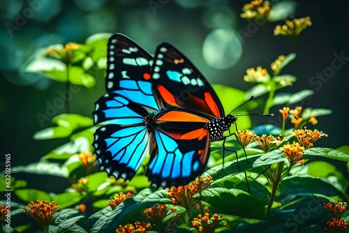 colorful pretty butterfly flying  on a flower   Created using generative AI tools © Faisal Ai