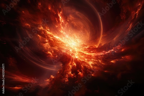 A solar flare, a massive explosion in the sun's atmosphere - AI Generated