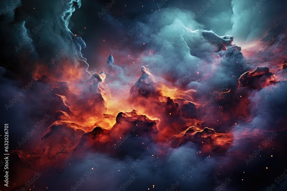 The interior of a majestic nebula, a stellar nursery  - AI Generated