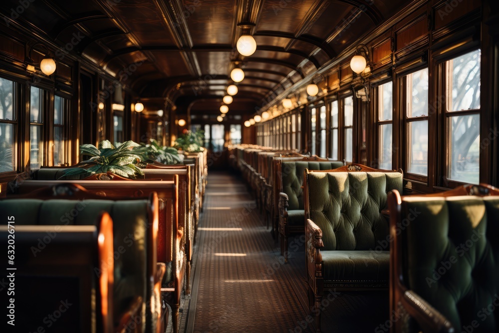 vintage train interior - asmr background - AI Generated