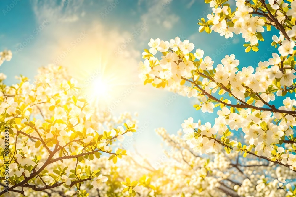 spring background with flowers and leaves Created using generative AI tools spring background with flowers and leaves Created using generative AI tools
