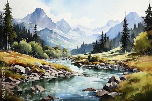 watercolor art of A serene lake