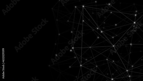 Meshing the elements connecting lines in a polygonal visual design. Communication through lines animated backgrounds and connected triangles