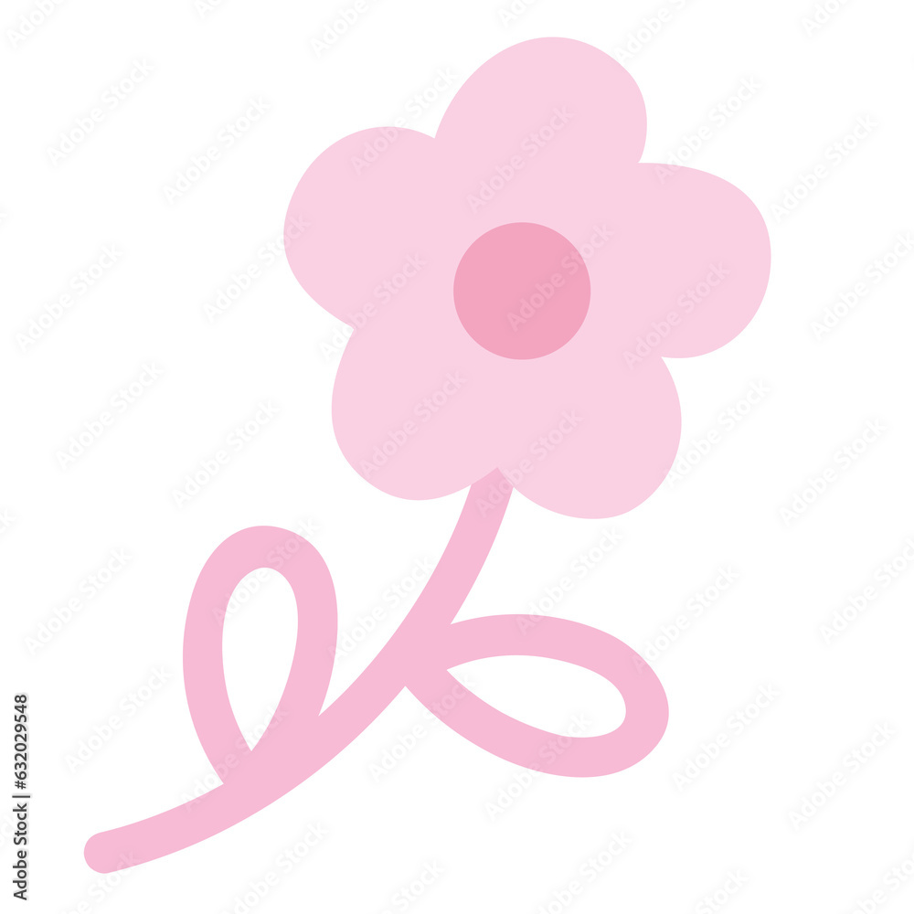 Drawing of pink flower for spring and summer season element, nature and garden decoration, forest, floral tattoo, flower sticker, cute girl logo, social media post, fabric print, fashion, accessory