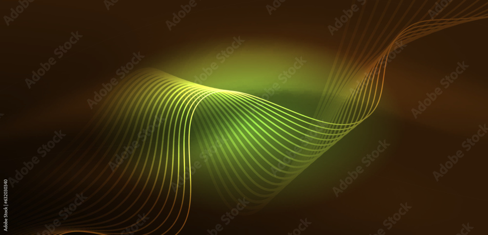 Shiny glowing neon wave. Neon light or laser show, electric impulse, power lines, techno quantum energy impulse, magic glowing dynamic lines Shiny glowing neon wave. Neon light or laser show, electric impulse, power lines, techno quantum energy impulse, magic glowing dynamic lines
