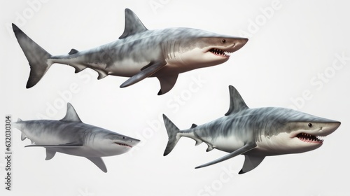 Set of shark isolated on transparent background