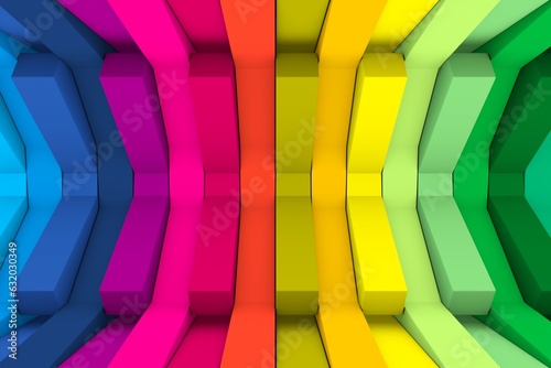 Fototapeta Naklejka Na Ścianę i Meble -  Colorful boxes bend abstract background 3D render illustration