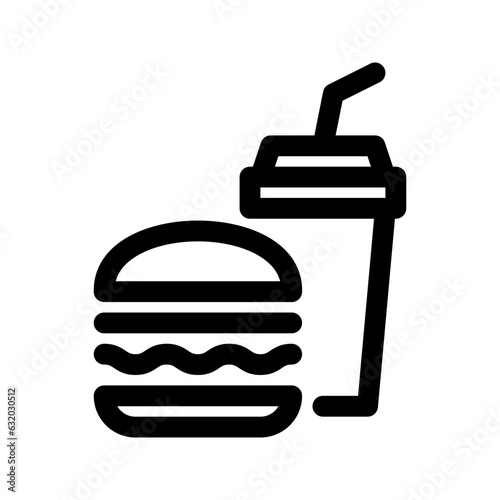 Hamburger and soft drink line icon