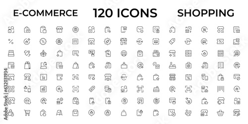 E-commerce, online shopping and delivery elements - minimal thin line web icon set. Outline icons collection. Simple vector illustration.