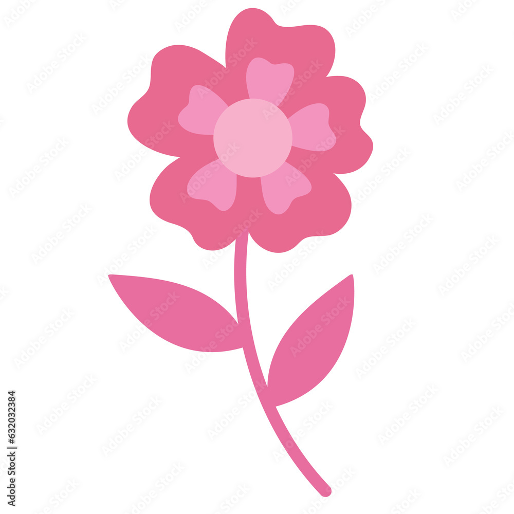 Drawing of pink flower for spring and summer season element, nature and garden decoration, forest, floral tattoo, flower sticker, cute girl logo, social media post, fabric print, fashion, accessory