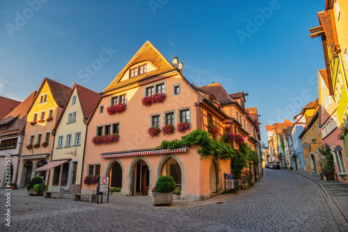 Rothenburg ob der Tauber Germany, city skyline with colorful house the Town on Romantic Road of Germany