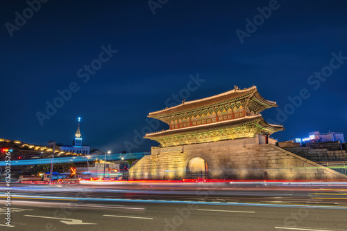 Seoul South Korea  night city skyline at Dongdaemun Gate  Heunginjimun Gate 