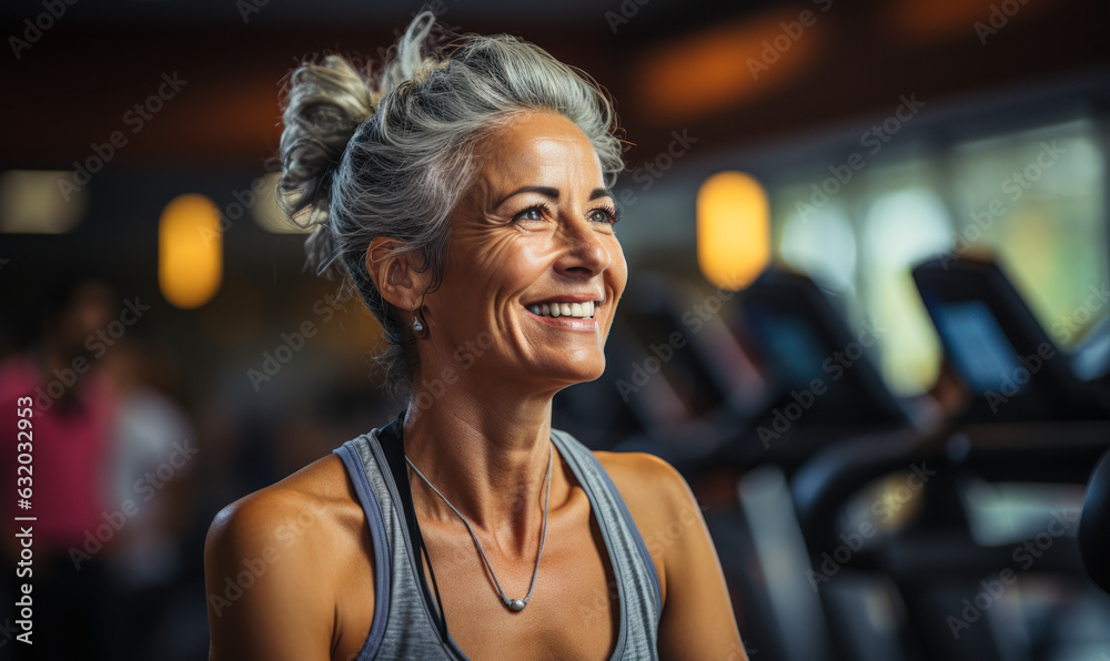 Active Aging: Senior Woman Exercising in the Gym