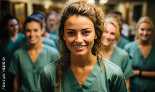Future Doctors: Young Nursing Student in Hospital Scrubs