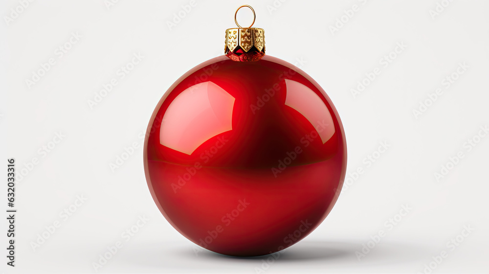 Christmas decoration. Bright, shiny glassy red ball. Christmas decoration. Bright, shiny glassy red ball.
