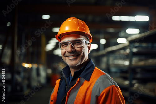 Man smile caucasian builder helmet engineer happy person safety portrait smiling industrial working