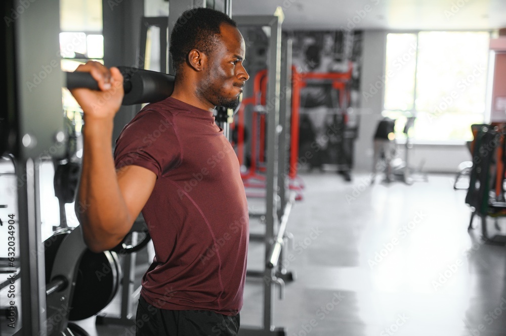 Portrait of male African American athlete on training