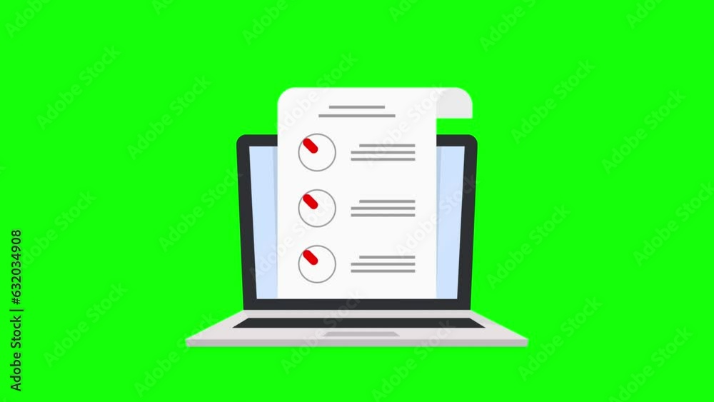 Online survey on laptop. Customer experience feedback concept. Wrong answer on computer test