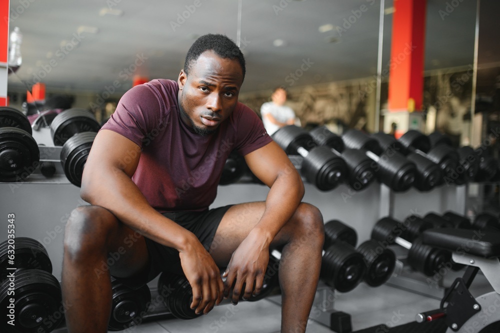 healthy african american man resting after workout healthy african american man resting after workout