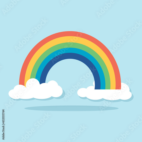 Rainbow and clouds icon. Flat design. Vector Illustration. © Liudmila