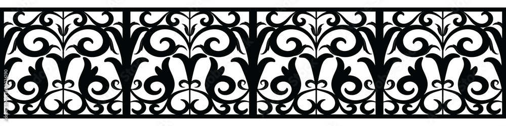 Fototapeta premium western pattern border Decorative symmetrical tile pattern with vintage Byzantine style elements.