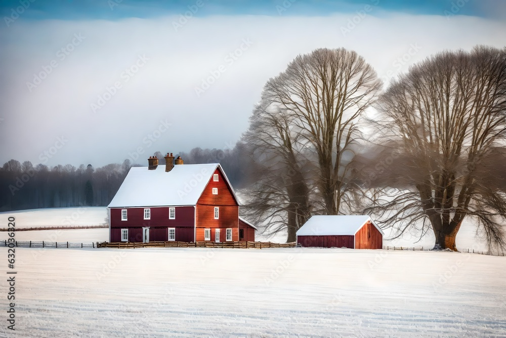 morning view of house in the mountains - Generative AI morning view of house in the mountains - Generative AI