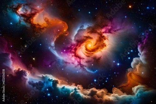 A beautifully patterened galaxy in space - Generative AI photo