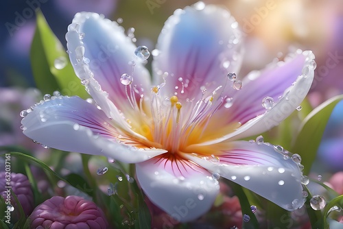 Baby pink and white flower are blooming in garden photo