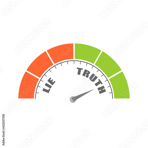Lie or True concept. Measuring device with arrow and scale. Fototapet
