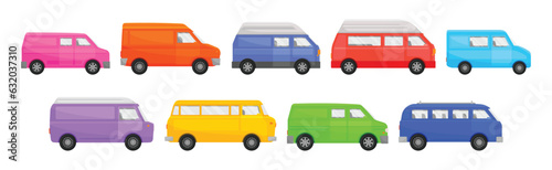 Bright Van as Road Vehicle and Transportation Vector Set