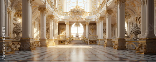 Slika na platnu A classic extravagant European style palace room with gold decorations