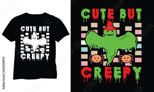 Cute but Creepy Halloween Design Retro Halloween Vector Halloween Vibes Cute Ghost Halloween Shirt Design 