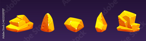 Nugget gold mine game treasure icon vector cartoon illustration. Golden gem ui symbol block isolated material piece. Small heavy shiny and glossy metal boulder design kit. Gemstone clipart texture
