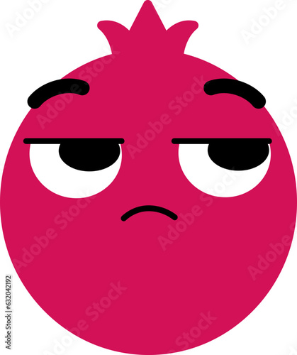 Pomegranate Face Looking Right Mistrust