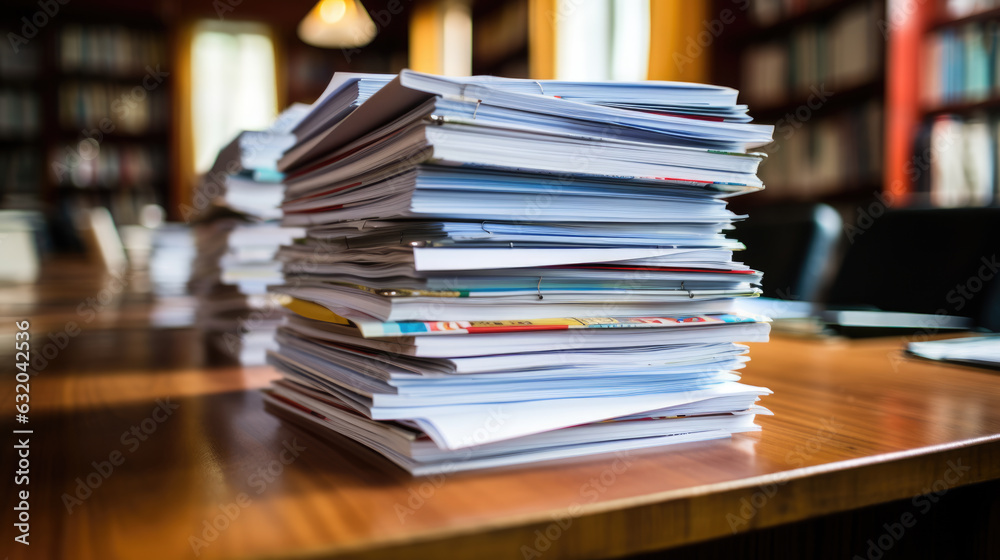 Stack of documents on the office desk.Created with Generative AI technology.