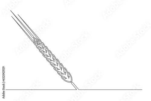 Continuous one line spikelet. Vintage spikelet isolated on a white background. Beer brewer concept. Vector illustration