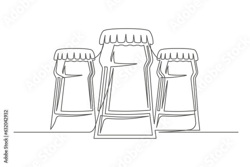 Continuous one line beer bottles. Vintage bottles isolated on a white background. Beer brewer concept. Vector illustration
