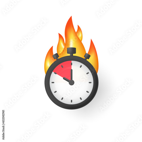Burning timer icon isolated on white background.