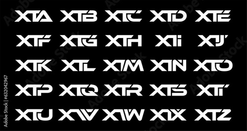 XTA, XTB, XTC, XTD, XTE, XTF, XTG, XTH, XTI, XTJ, XTK, XTL, XTM, XTN, XTO, XTP, XTQ, XTR, XTS, XTU, XTV, XTW, XTX, XTZ Letter Initial Logo Design Template Vector Illustration