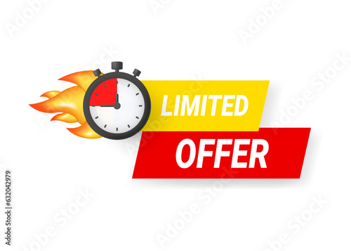Limited offer icon. Last chance concept, countdown. Burning timer with text.