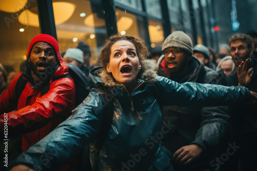 Energetic Crowd at Department Store Sale