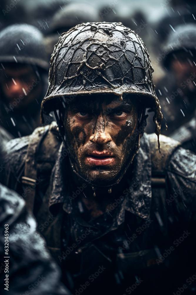 Solitary Soldier in Rain
