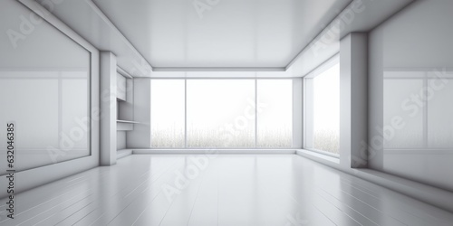 Sala vacía de color blanco con luces y sombras de la ventana, casa vacía de color blanco con luz natural