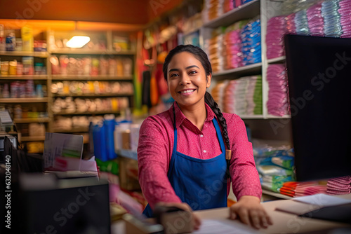 Latina Entrepreneur Embracing Technology in Her Store photo