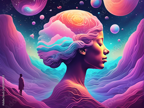 Find tranquility in AI-generated art - distant galaxies, dreamlike elements, and serene meditations. 🌌🧘‍♂️ photo