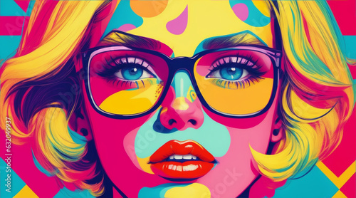 A woman pop art inspired portrait. Generative AI.